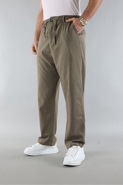 Artı1 New Season Elastic Waist and Lace-Up Quality Relaxed Fit Classic Wide Leg Baggy Pants