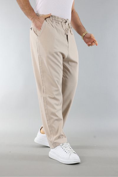 Artı1 New Season Elastic Waist and Lace-Up Quality Relaxed Fit Classic Wide Leg Baggy Pants