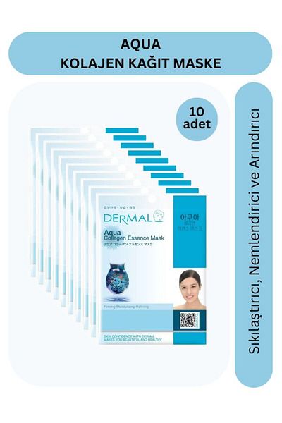 Dermal Pack of 10 Aqua & Collagen Extract Disposable Skin Care Masks