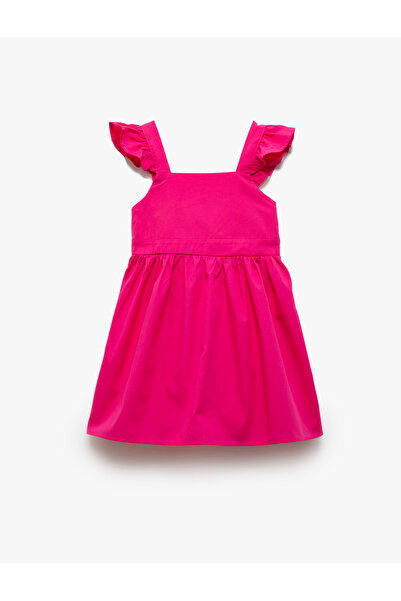 Koton Rochie cu mâneci fluture din bumbac cu șireturi în talie