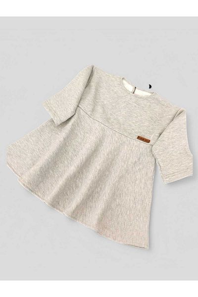 Hobidik Girl's Gray Back Detailed Bow Tie Dress