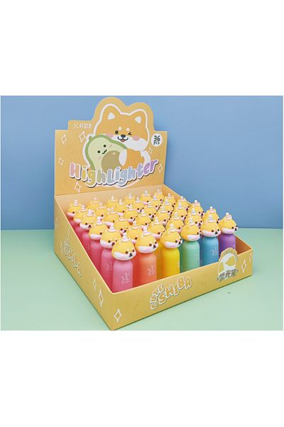 joyland Set of 6 Highlighters - Vibrant Colors and Dog Pattern