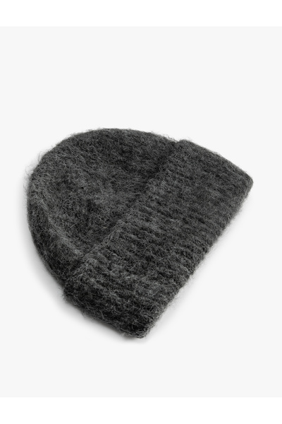 Koton Knitted Beanie Soft Textured Fold Detailed