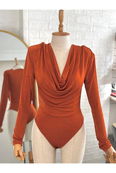Cream&Rouge Degaje Collar Padded Bodysuit Cinnamon