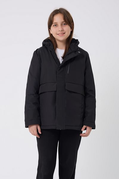 Royalside Sport Girl Black Furry Water & Wind Proof Hooded 3 Pocket Winter Sport Coat & Parka