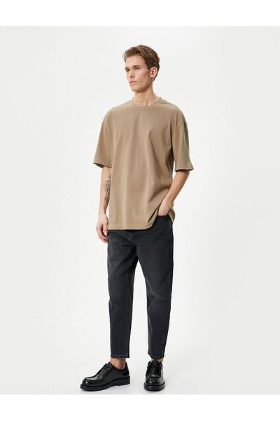 Koton Basic Oversize Βαμβακερό T-Shirt - Crew Neck, Κοντό μανίκι