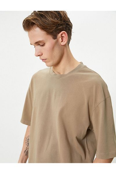 Koton Basic Oversize Βαμβακερό T-Shirt - Crew Neck, Κοντό μανίκι