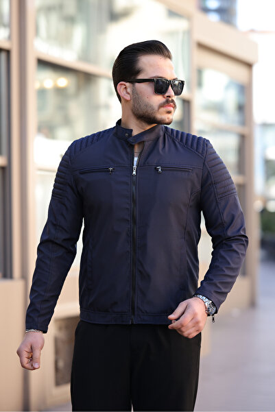 Mero Life Чоловіче темно-синє водо- та вітронепроникне сезонне пальто на підкладці з тонкою підкладкою