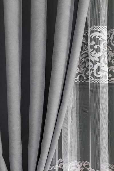 LUNETT HOME Grey Close Pleated 1X3 Background Curtain - Single Blades, Ready to Use 12488
