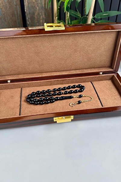 dergah tesbih Altın Ayyıldız Tasarım Erzurum Oltu Taşı Tesbih