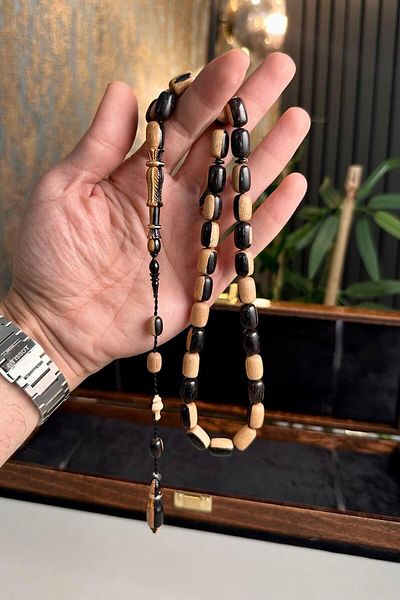 dergah tesbih High End Shooting Thanksgiving Father Premium Series Black Wood Checkered Prayer Beads