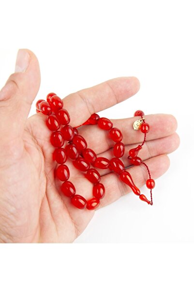 LapisDo Dice Amber Beyzi Cut 8X11Mm Rosary -Transparent Red