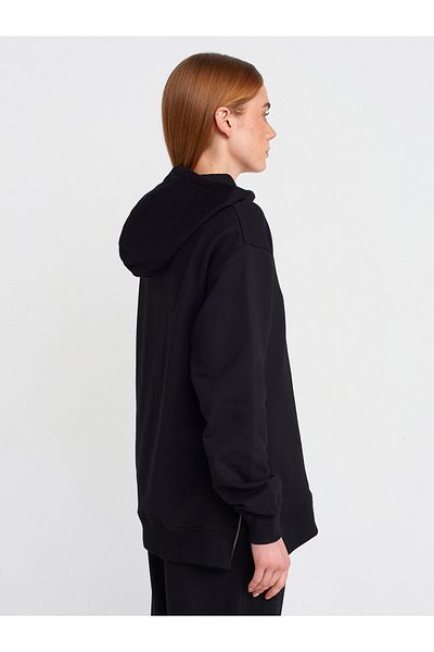 Dilvin Model 40401 - Hanorac negru, cu fermoar lateral