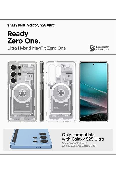 Spigen Ultra Hybrid MagFit for Samsung Galaxy S25 ULTRA case [MagSafe compatible] - Zero One White