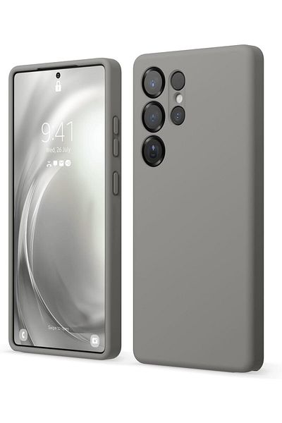 Elago Liquid Silicone for Samsung Galaxy S25 ULTRA case Soft Microfiber Lining - Medium Grey