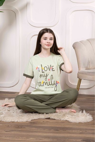 Pyjama Familya Young Girl Figured Short Sleeve Pajama Set