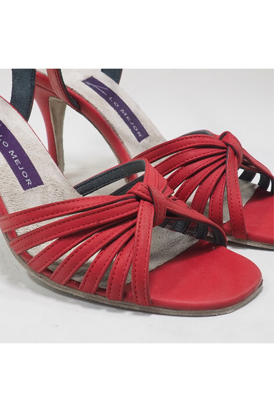 Lo Mejor Shoes AMADA Özel Tasarım Kadın TANGO DANS AYAKKABISI - Renk Nubuk Kırmızı