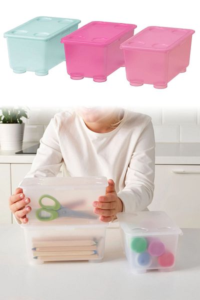 Binbirreyon Storage Box Set with Lid Organizing Box Set of 3 17X10Cm Dd040
