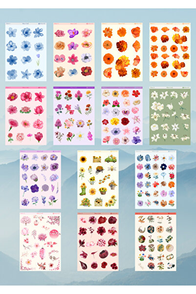 MirayDesign Set de 14 autocolante cu tematică florală de 12*17 cm/pentru bull...