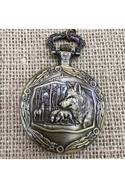 QUARTZ Kurtlu Cep Saati Zincirli Kurtlu Hediyelik Saat