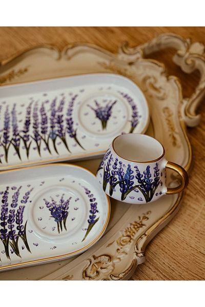Store كوب قهوة تركي بتصميم خاص من سلسلة Lavender Series (قطعة واحدة)