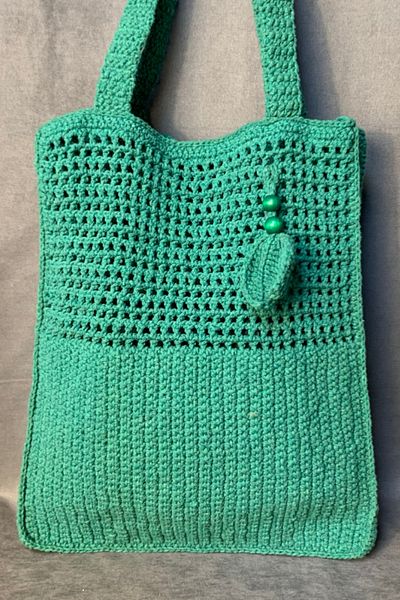 Uretti - Geantă de umăr cu motiv frunze tricotate manual Emine 9106 - verde