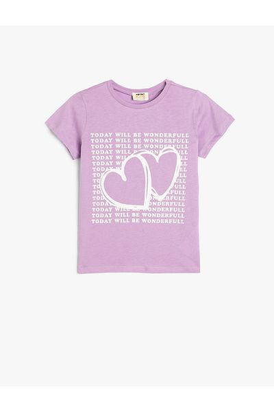 Koton Tricou din bumbac cu mânecă scurtă, cu gât cu inimă