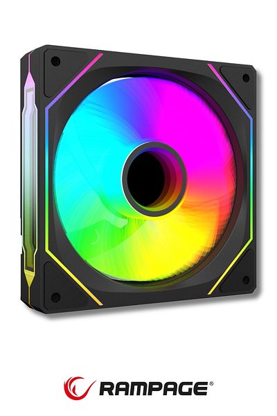 Rampage 7C-120S 120*120*25mm Double Ring Mirrored Argb 12cm Black Case Fan
