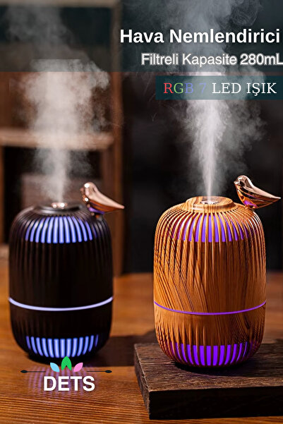 BigSale Kuş Ahşap Görünümlü  Renkli Işıklı USB Hava Nemlendirici Dekoratif, Sessiz ve Etkili!