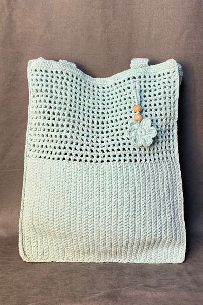 Uretti - Geantă de umăr cu motiv cu flori tricotate manual Emine 9106 - Baby Blue
