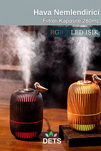 BigSale Kuş Ahşap Görünümlü  Renkli Işıklı USB Hava Nemlendirici Dekoratif, Sessiz ve Etkili!