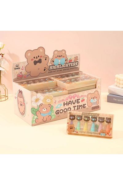 joyland Set of 6 Highlighter Pens - Teddy Bear Pattern