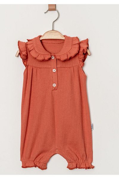 Chicsy Baby Organic Sweet Newborn Flexible Baby Girl's Overalls with Ruffle Collar Detail Snap Closure