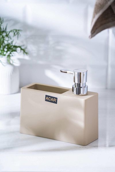 ACAR Astoria Acrylic Liquid Soap Dispenser with Sponge Chamber - Cream/Silver