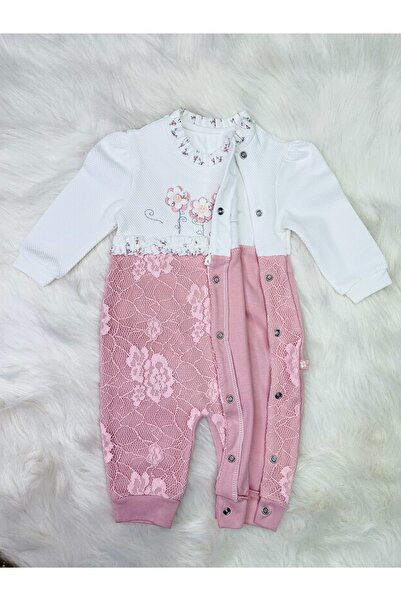 Yollo Kids %100 Pamuk Premium Dantelli Kız Bebek Tulum
