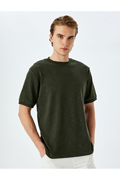 Koton Crew Neck Regular Fit Cotton Tough Fabric Washed Short Sleeve T-Shirt