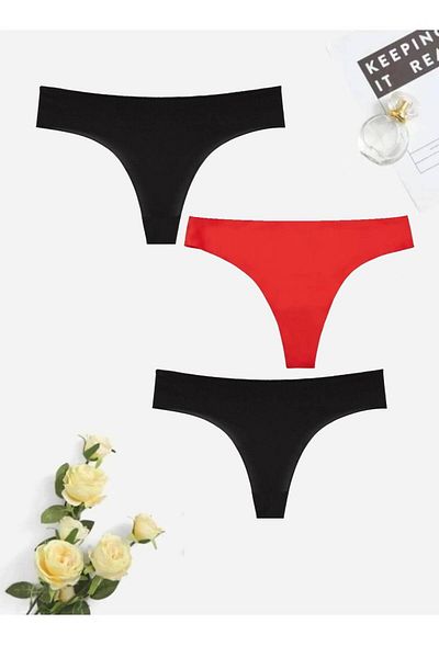 GECKO COLLECTION Thong Laser Cut Seamless Non-Marking Women's Panties 3 Pieces