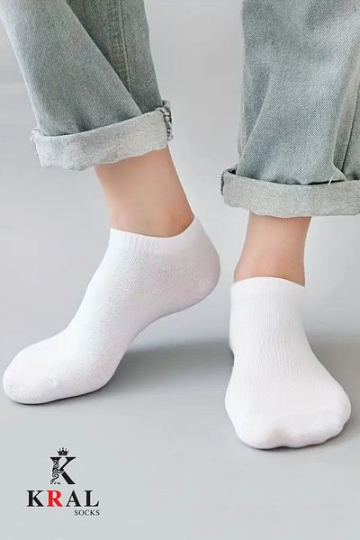 KRAL SOCKS Жени - мъже (10 ЧИФТА) Икономични чорапи с обикновен модел с дължина до глезена