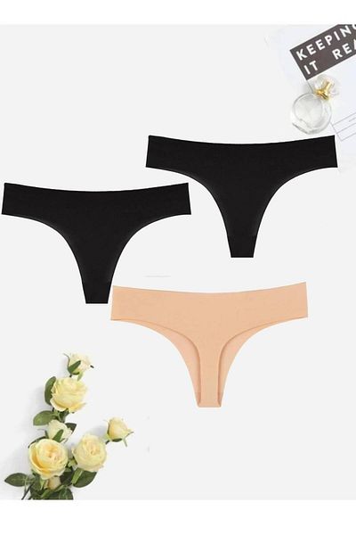 GECKO COLLECTION Thong Laser Cut Seamless Non-Marking Women's Panties 3 Pieces