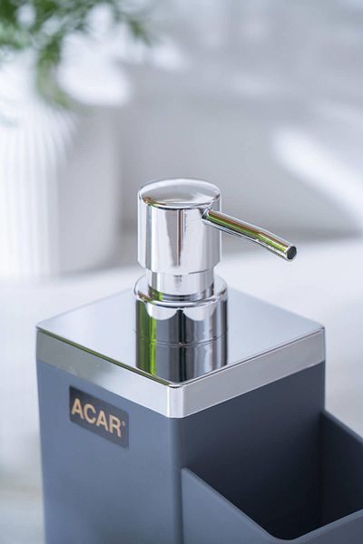 ACAR Astoria Acrylic Liquid Soap Dispenser with Sponge Chamber - Gray/Silver