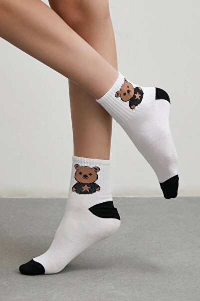 Never more Білий 4-х частинний набір шкарпеток Rocker Bear для коледжу