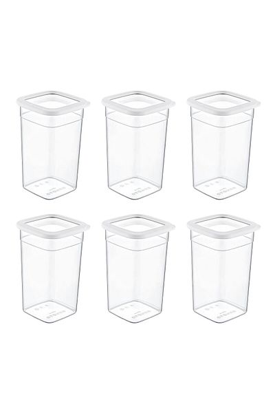 Smartware White Set of 6 - Skali Square Storage Container, 1440 ml