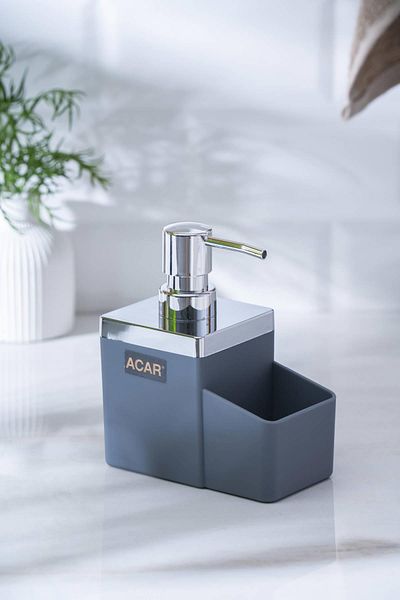 ACAR Astoria Acrylic Liquid Soap Dispenser with Sponge Chamber - Gray/Silver