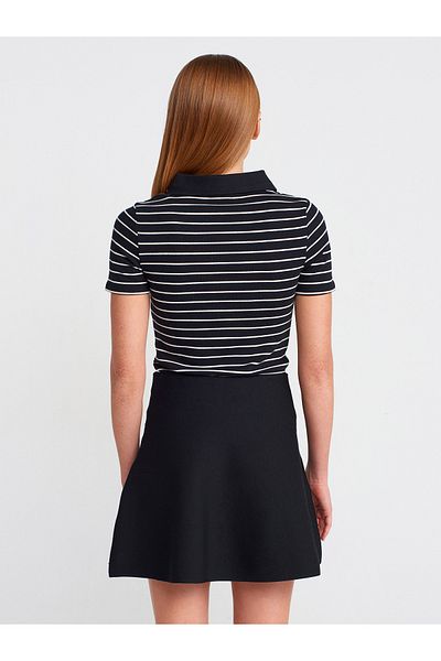 Dilvin 80123 Fusta tricotată cu talie elastică-Negru
