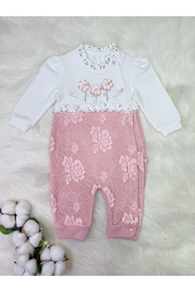 Yollo Kids %100 Pamuk Premium Dantelli Kız Bebek Tulum