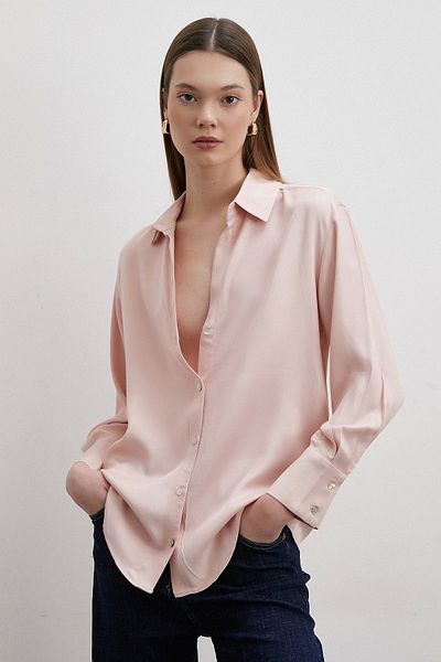 Never more Pink Satin Flush Basic Shirt
