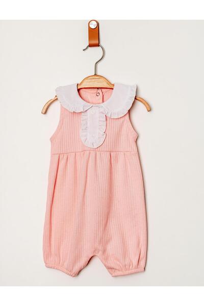 Chicsy Baby Organic Sweet Newborn Flexible Baby Girl's Overalls with Ruffle Collar Detail Snap Closure