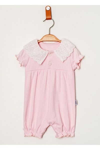 Chicsy Baby Organic Sweet Newborn Scallop Collar Detailed Snap Closure Flexible Baby Girl's Overalls
