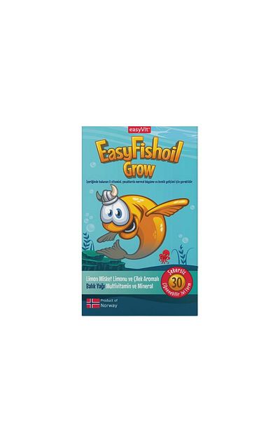 Easy Fishoil Easy Fish Oil Grow Lemon and Strawberry Flavored Fish Oil 30 Pieces Chewable Gel Form