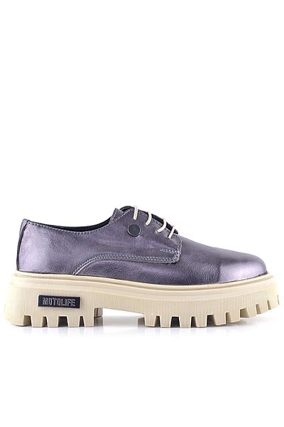 Rakerplus Pantofi oxford casual cu șireturi din piele naturală platină